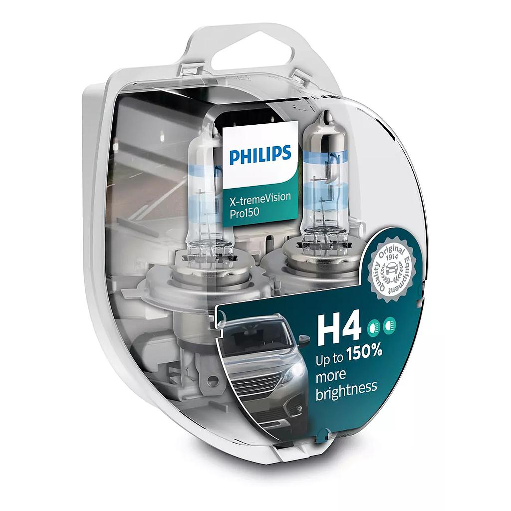 Juego de lámparas halogena extreme visión H4 12342 12V 60/55W P43T-38 pro +150% luz
