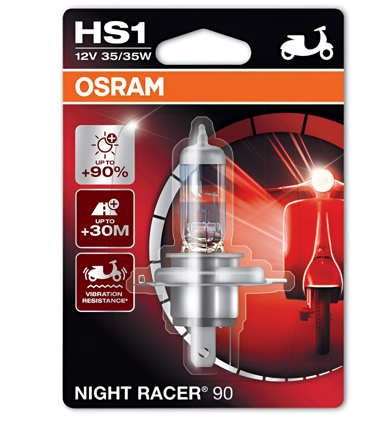 LAMPARA TIPO HS1 | 12V 35/35W PX43T 64185 NIGHT RACER (50% MÁS LUZ) MOTO