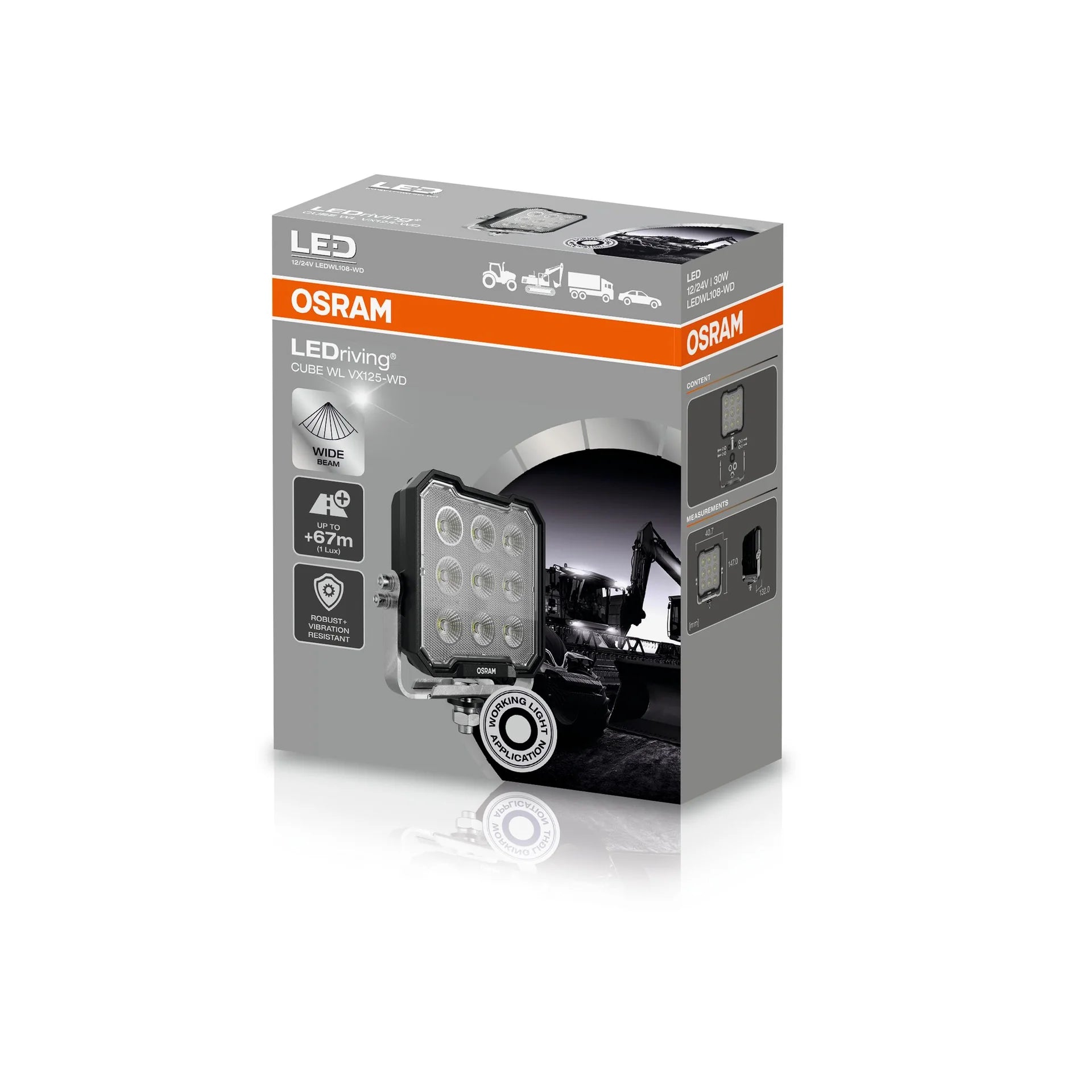 LEDWL108 FARO CON LEDS CUADRADO 110 MM (CUBE) 9 LED CON HAZ DE LUZ ABIERTO