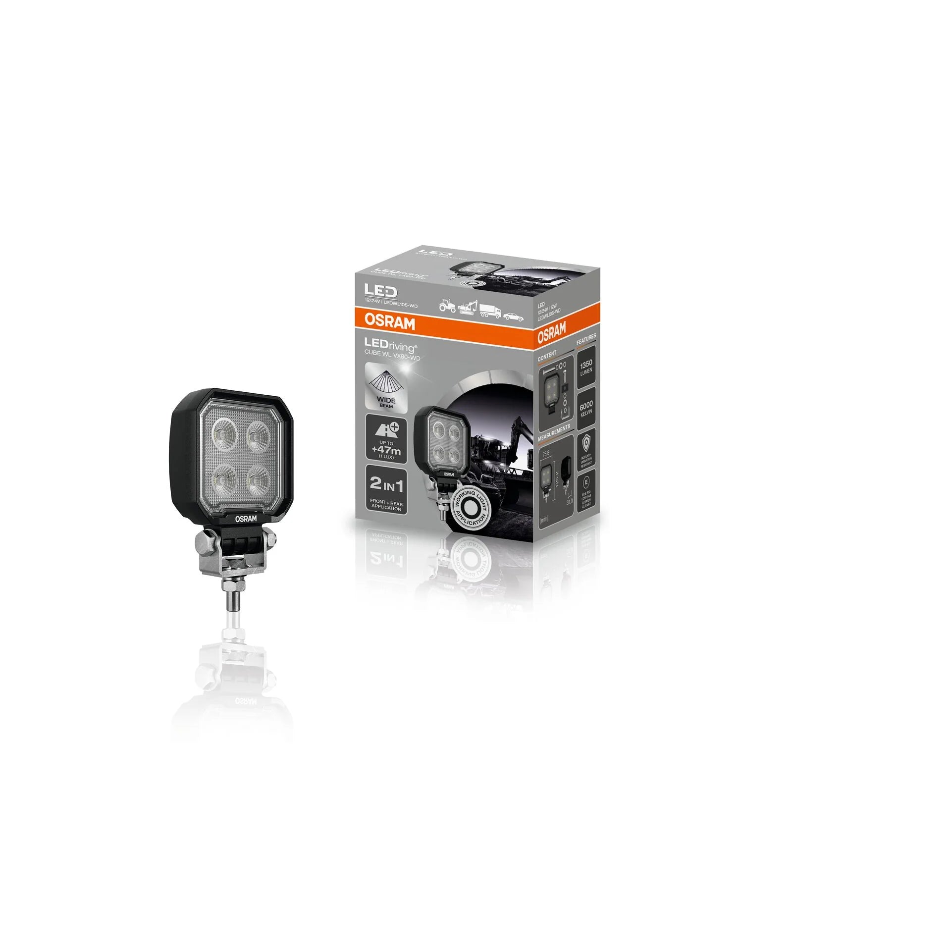 LEDWL105 FARO CON LEDS CUADRADO (CUBE) 4 LED CON HAZ DE LUZ ABIERTO