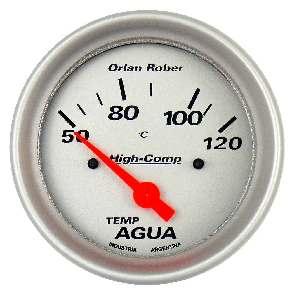 INDICADOR TEMPERATURA AGUA ELÉCTRICO | 12V 120°C HIGH-COMP PLATA