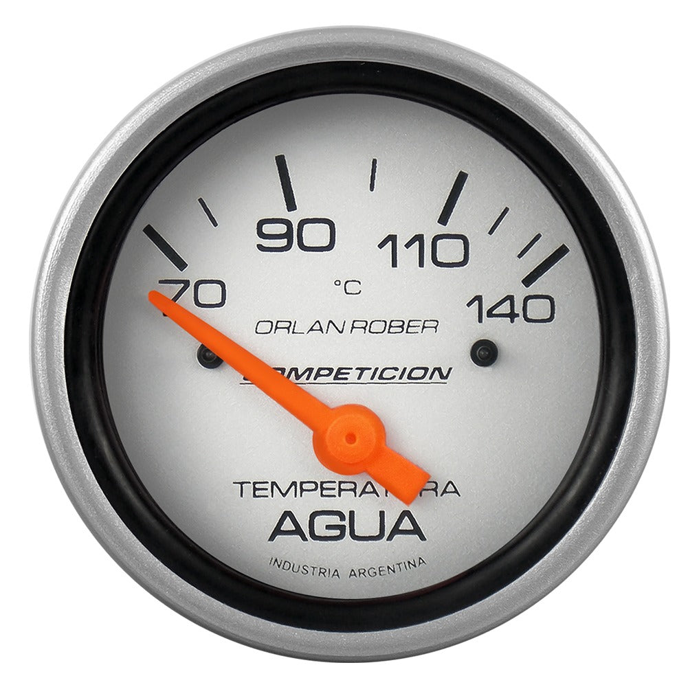 INDICADOR TEMPERATURA AGUA ELÉCTRICO | 12V 140°C COMPETICIÓN PLATA