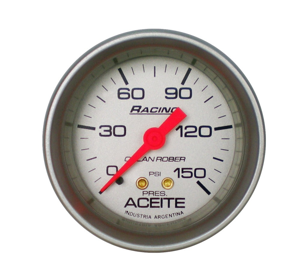 MANOMETRO PRESION DE ACEITE | 150PSI RACING PLATA