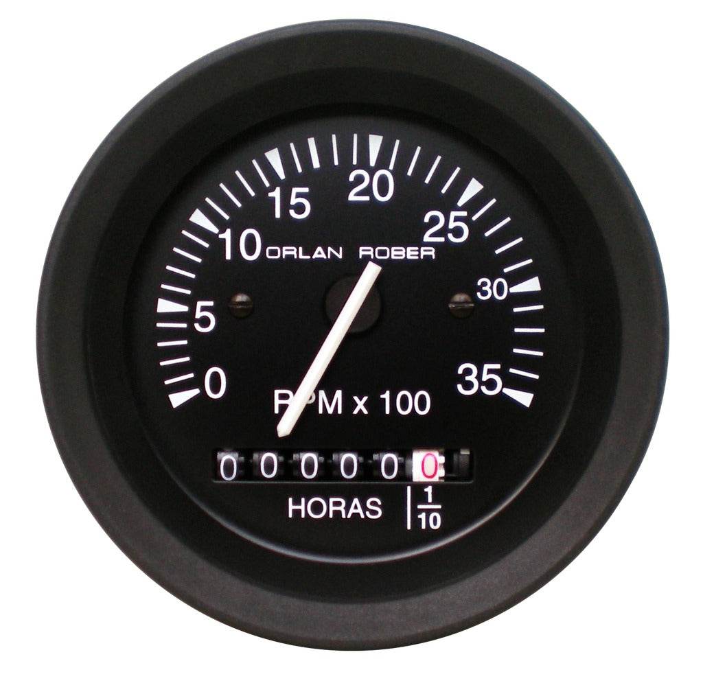 TACOMETRO ELECTRONICO C/HORIMETRO 12-24V | Ø85 3.500RPM NEGRO