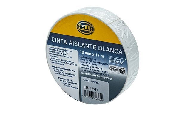 CINTA AISLADORA IGNÍFUGA BLANCA | 18 MM X 17 M