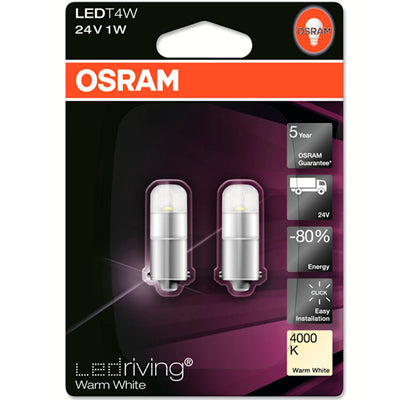 JUEGO DE LEDS WW 1W | 24V BA9S 4000ºK (T4W)
