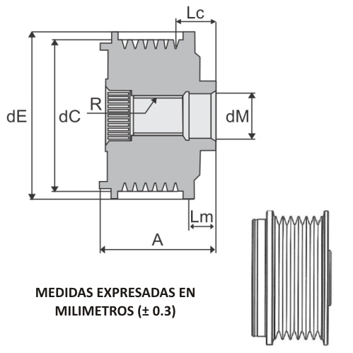 POLEA DE EMBRAGUE | 6 CANALES
