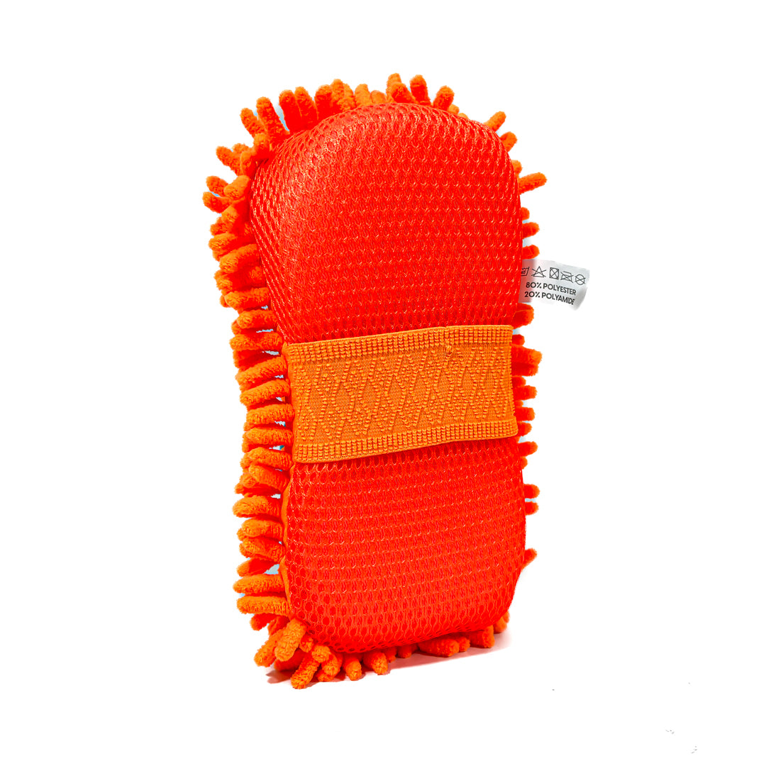 ESPONJA CON ELASTICO | CHENILLE NARANJA