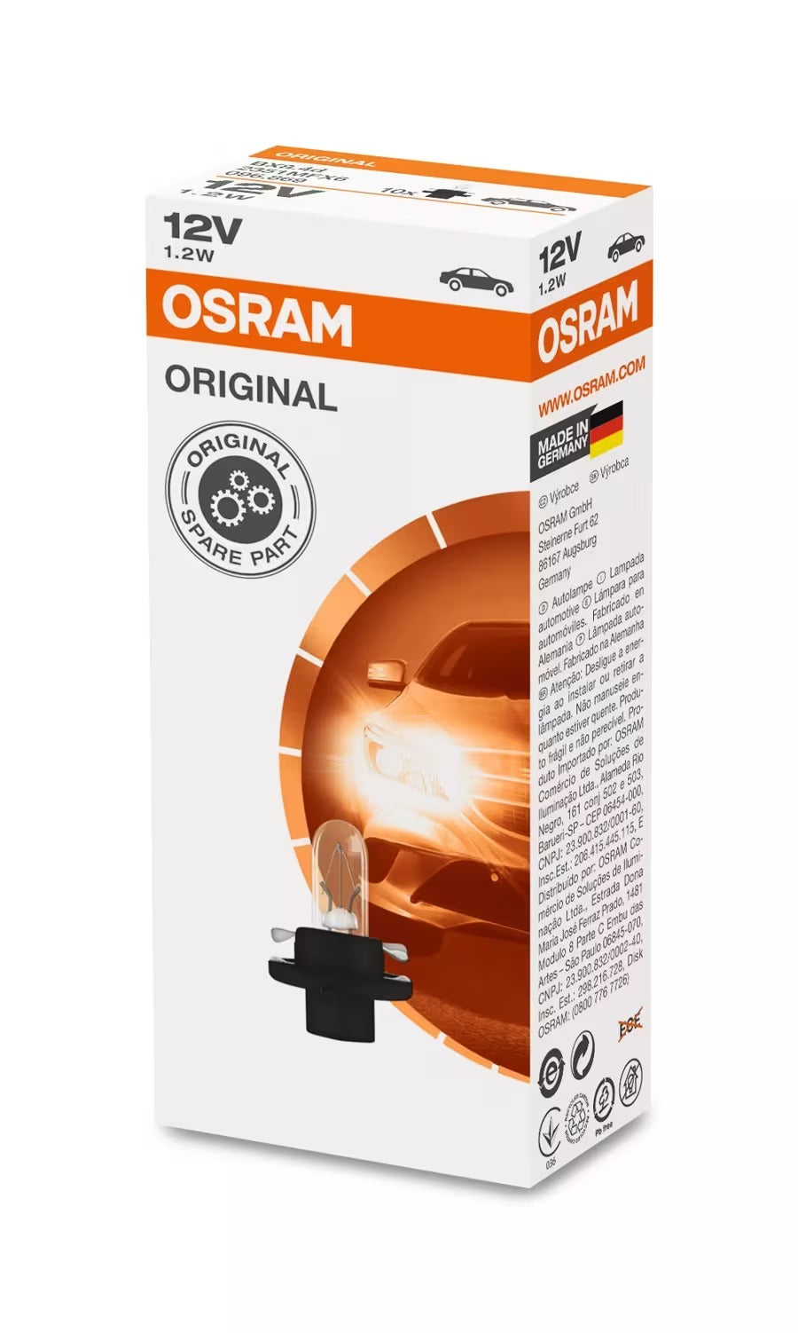 LAMPARA INCANDESCENTE  | 12V 1,2W BX8,4D