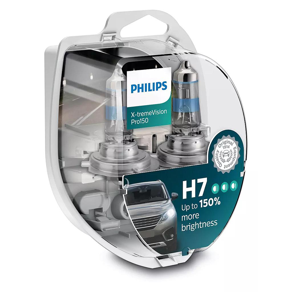 JUEGO DE LAMPARAS HALOGENA EXTREME VISION H7 12972 12V 55W PX26D PRO +150% LUZ