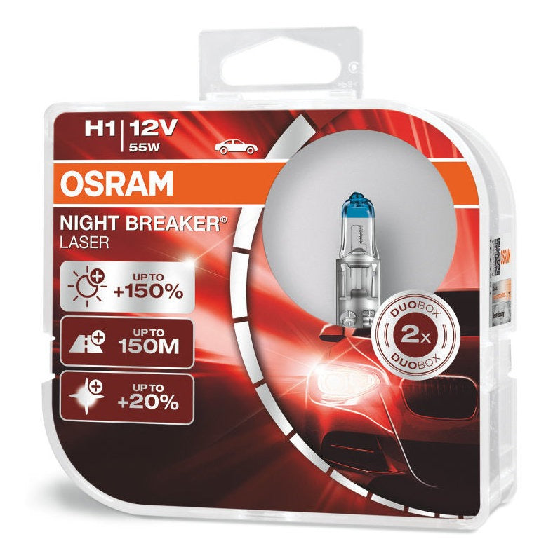 JUEGO DE LAMPARAS HALÓGENAS | H1 12V 55W NIGHT BREAKER LASER 150% P14,5S