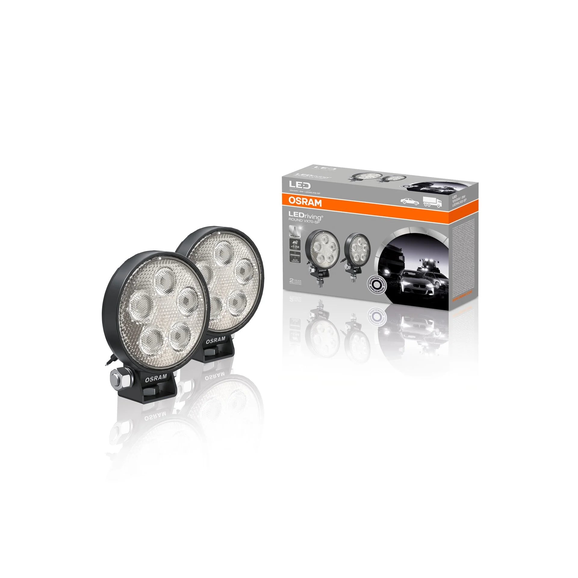 LEDWL102-SP JUEGO FAROS CON LEDS REDONDO 75 MM Ø (ROUND) 5 LED CON HAZ DE LUZ CONCENTRADO