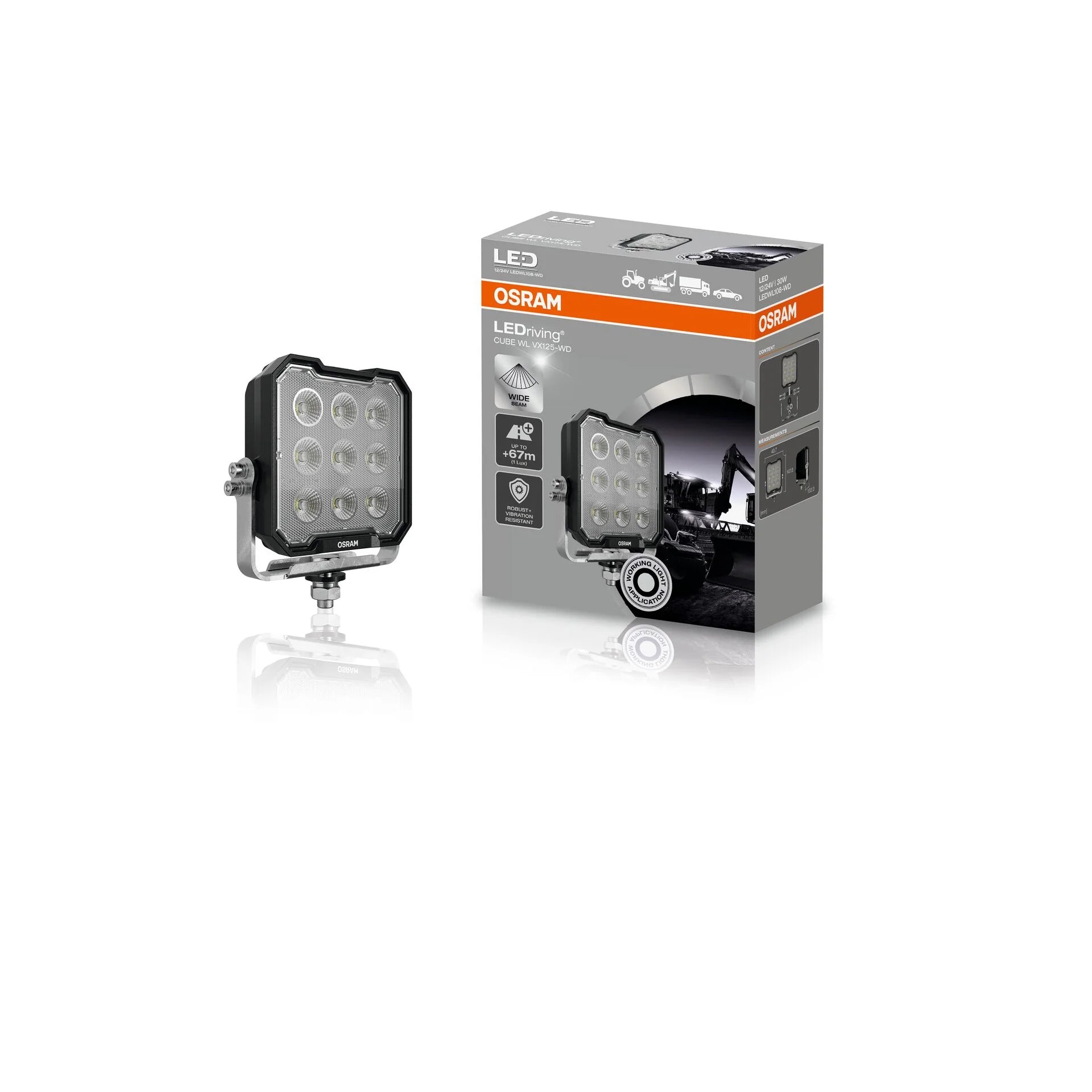 LEDWL108 FARO CON LEDS CUADRADO 110 MM (CUBE) 9 LED CON HAZ DE LUZ ABIERTO