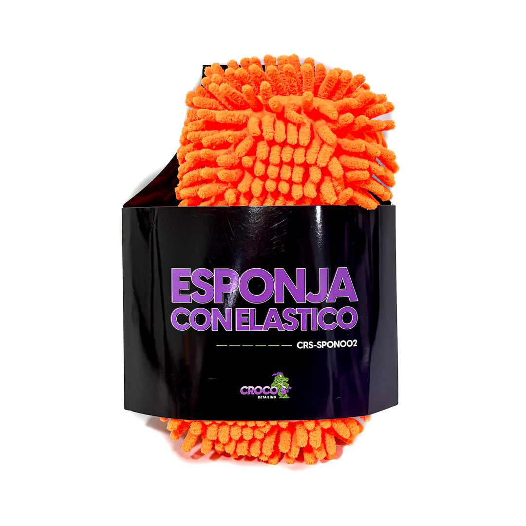 ESPONJA CON ELASTICO | CHENILLE NARANJA