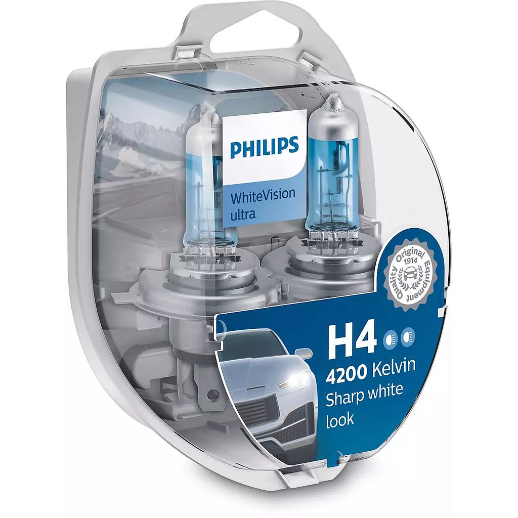 JUEGO DE LAMPARAS HALOGENA WHITE VISION ULTRA H4/W5W 12342 12V