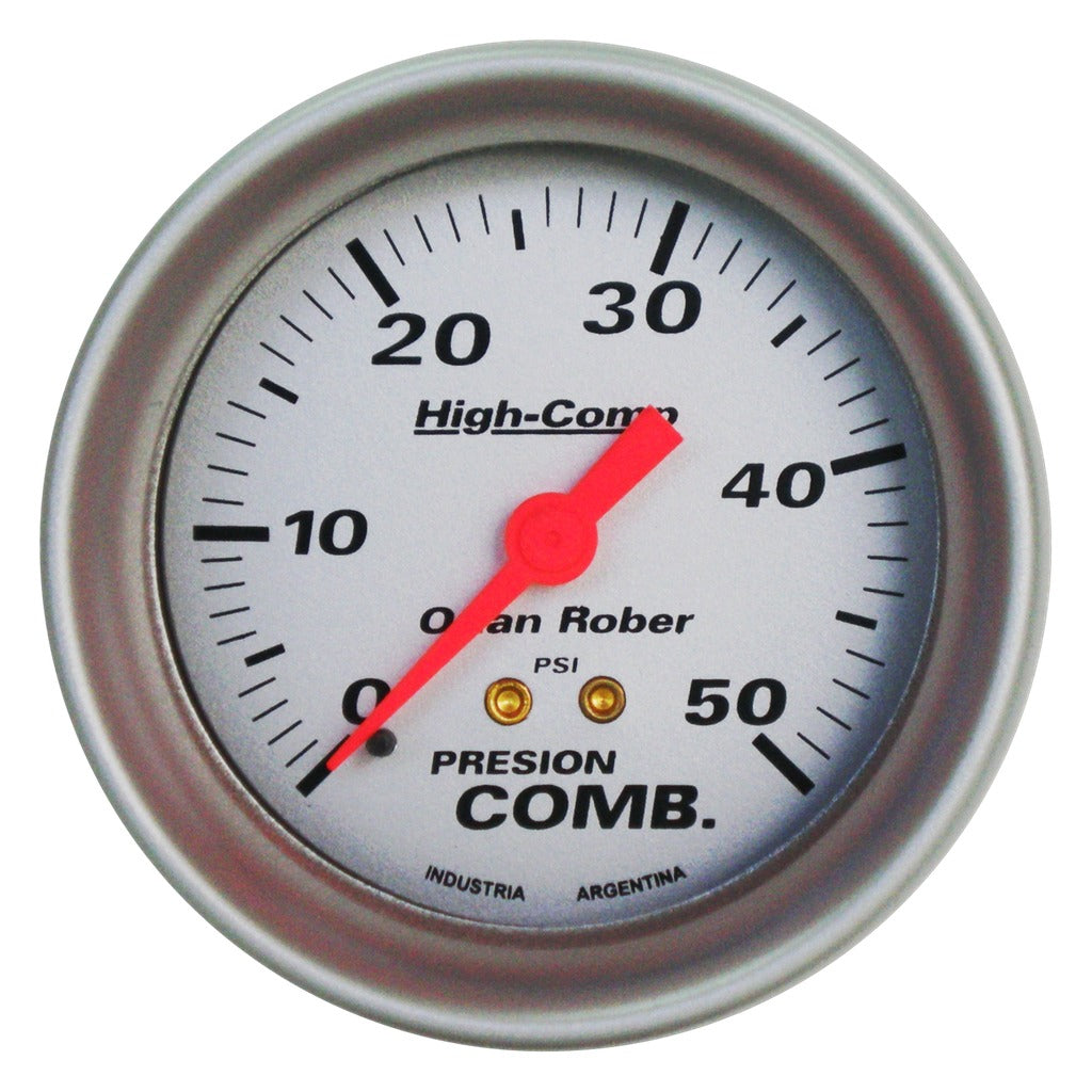 MANOMETRO PRESION COMBUSTIBLE | 50 PSI HIGH-COMP PLATA