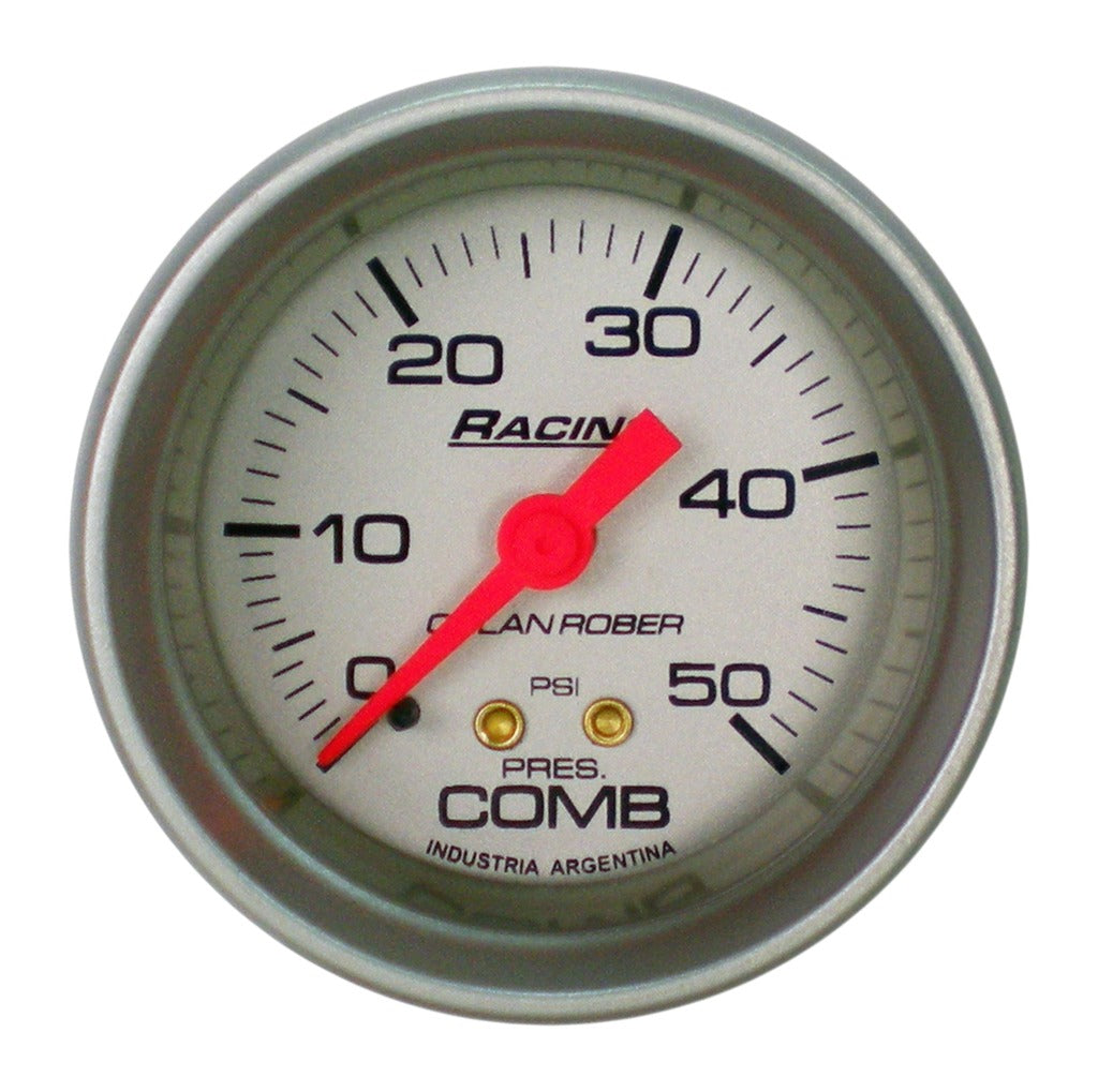 MANOMETRO PRESION COMBUSTIBLE | 50PSI RACING PLATA