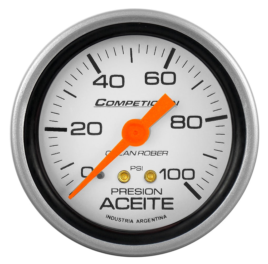 MANOMETRO PRESION DE ACEITE | 100PSI COMPETICIÓN PLATA