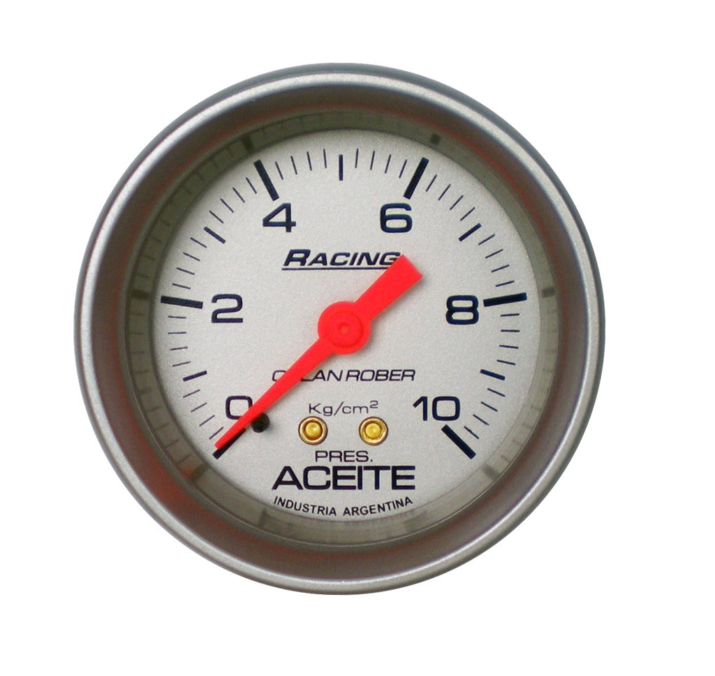 MANOMETRO PRESION DE ACEITE | 10KG RACING PLATA