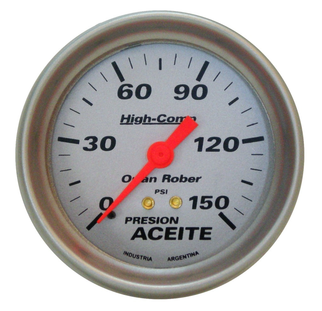 MANOMETRO PRESION DE ACEITE | 150PSI HIGH-COMP PLATA