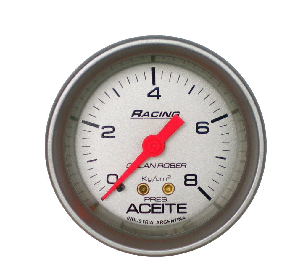 MANOMETRO PRESION DE ACEITE | 8KG RACING PLATA