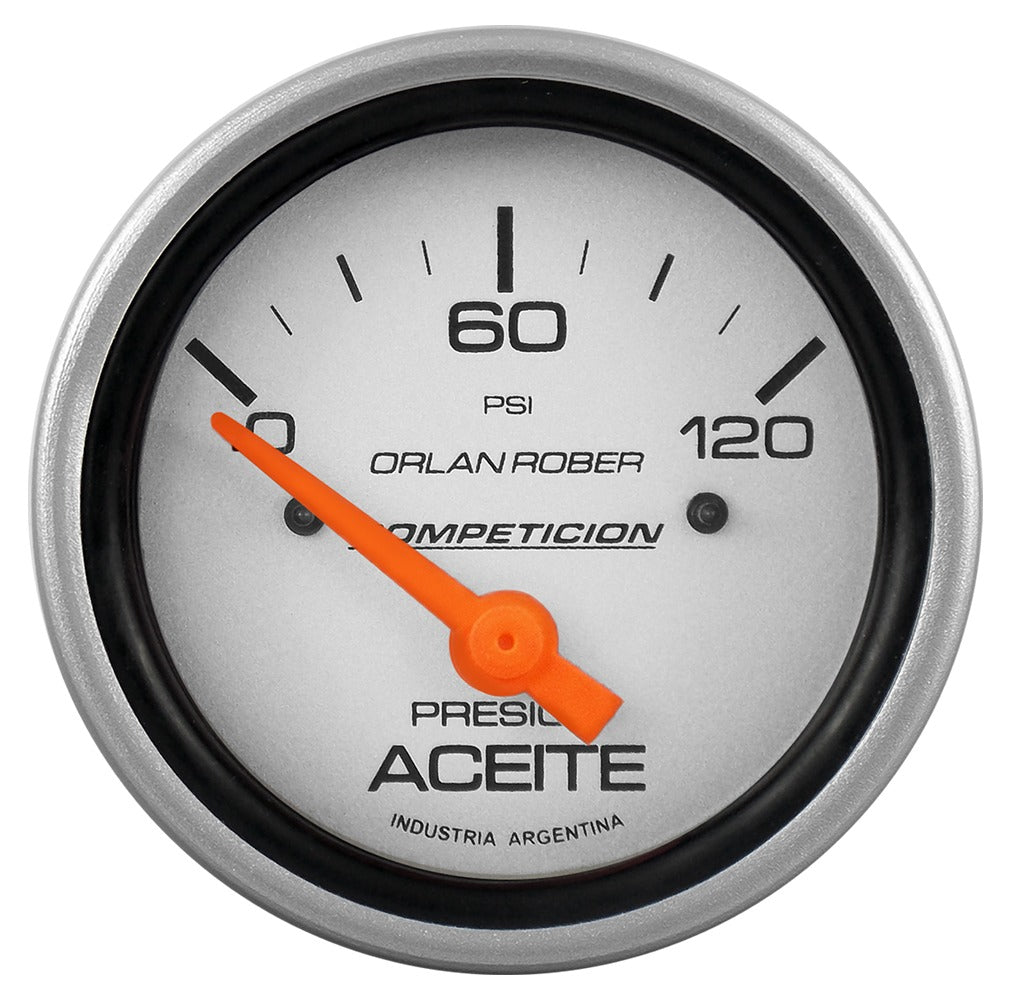 MANOMETRO PRESION DE ACEITE ELÉCTRICO | 12V 120PSI COMPETICIÓN PLATA