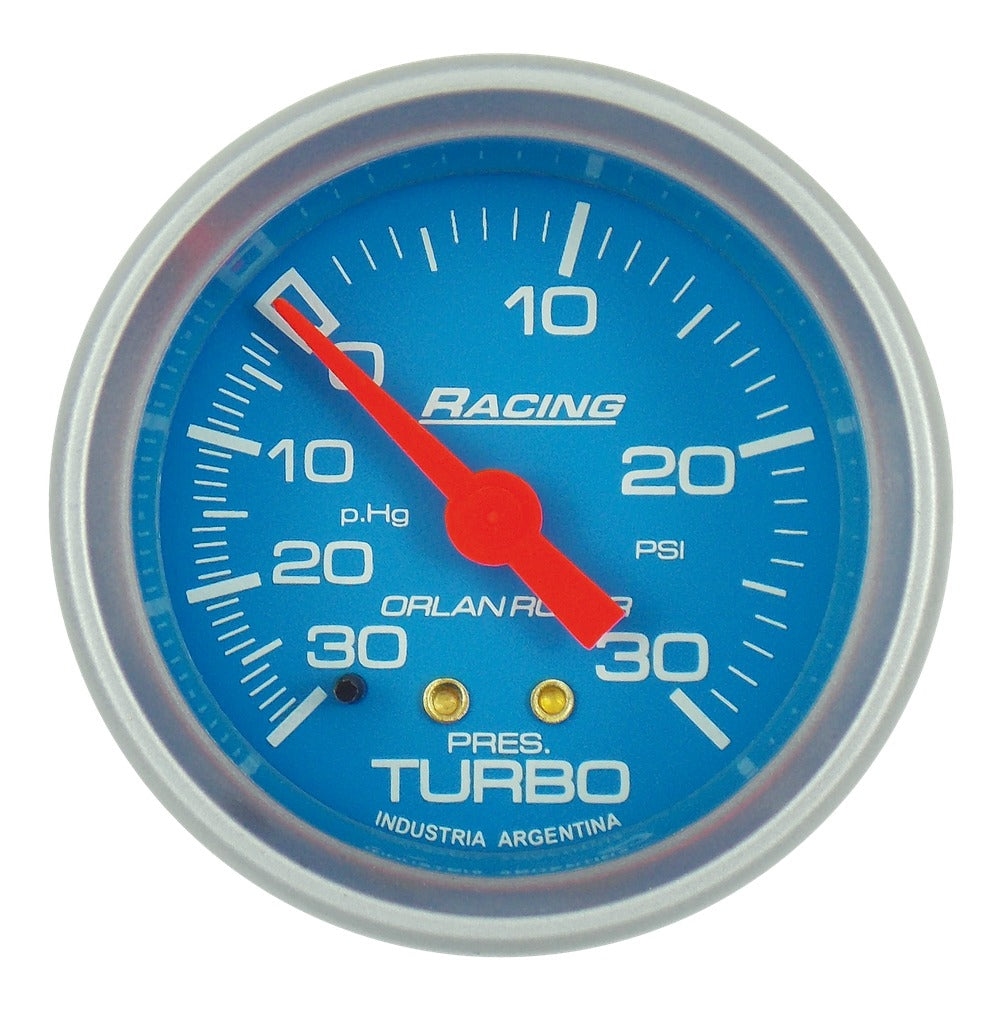 MANOMETRO PRESION TURBO | -30P.HG / 30PSI RACING CELESTE