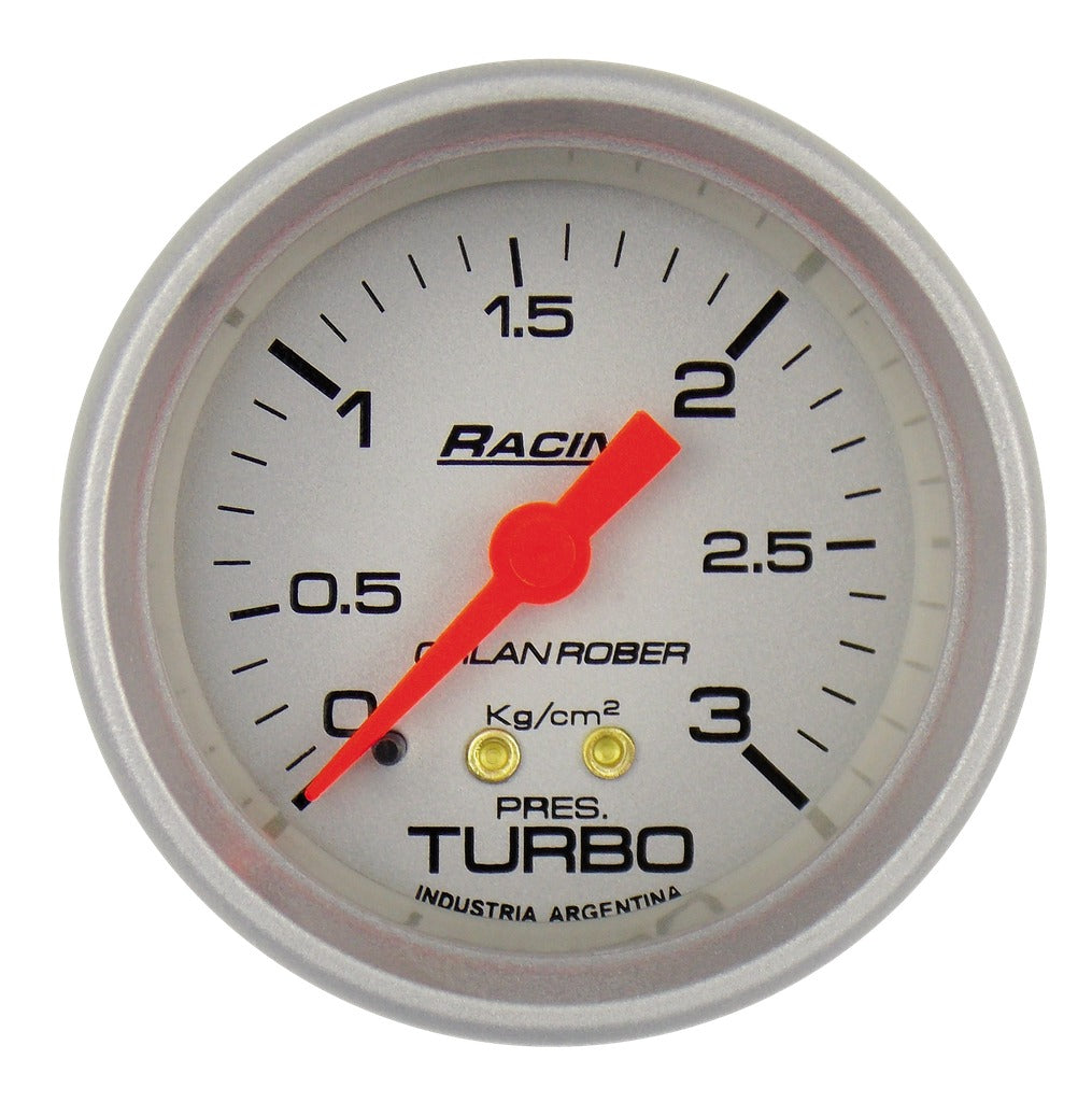 MANOMETRO PRESION TURBO | 3KG RACING PLATA
