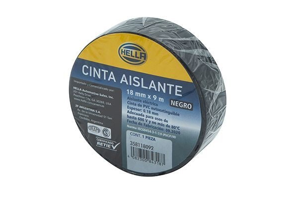 CINTA AISLADORA IGNÍFUGA  NEGRA | 18 MM X 9 M (KIT X 10)