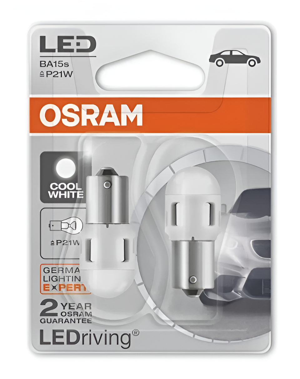 JUEGO DE LEDS CW 1,2W | 12V BA15S 6000K (P21W) AUXILIAR TIPO 7506