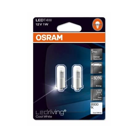 JUEGO DE LEDS CW 1W | 12V BA9S 6000K (T4W) -PREMIUM